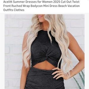 Blue Twist Front Cutout Dress